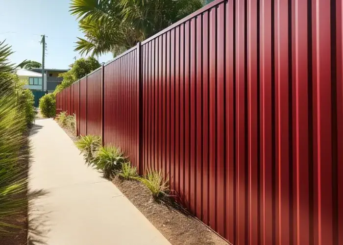Red Colorbond fence built by Lifestyle Fencing Hobart