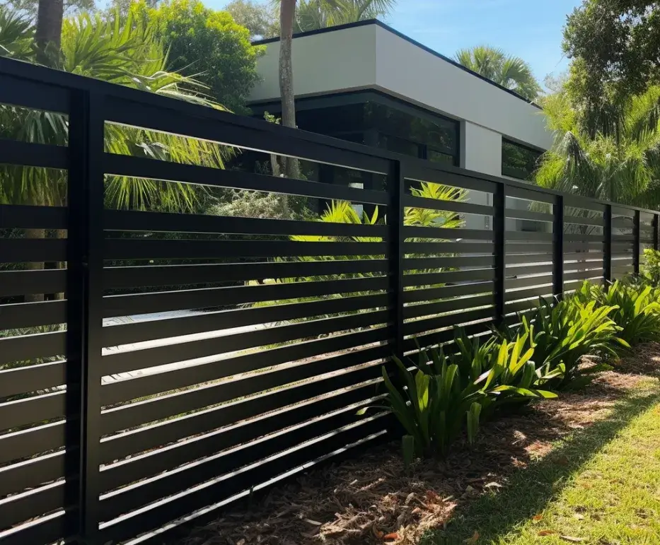 Slat aluminium fence installment in Hobart
